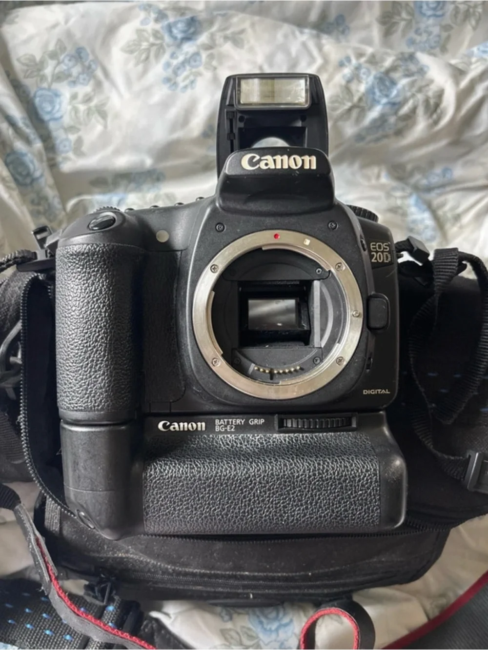 Canon EOS 20D DSLR Body with Black Battery Grip and Built-In Flash